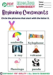 Beginning Consonants with the letter X