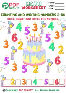 Counting and writing numbers 1 to 10(e)