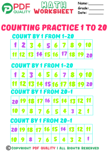 Counting practice 1 to 20(a) answer