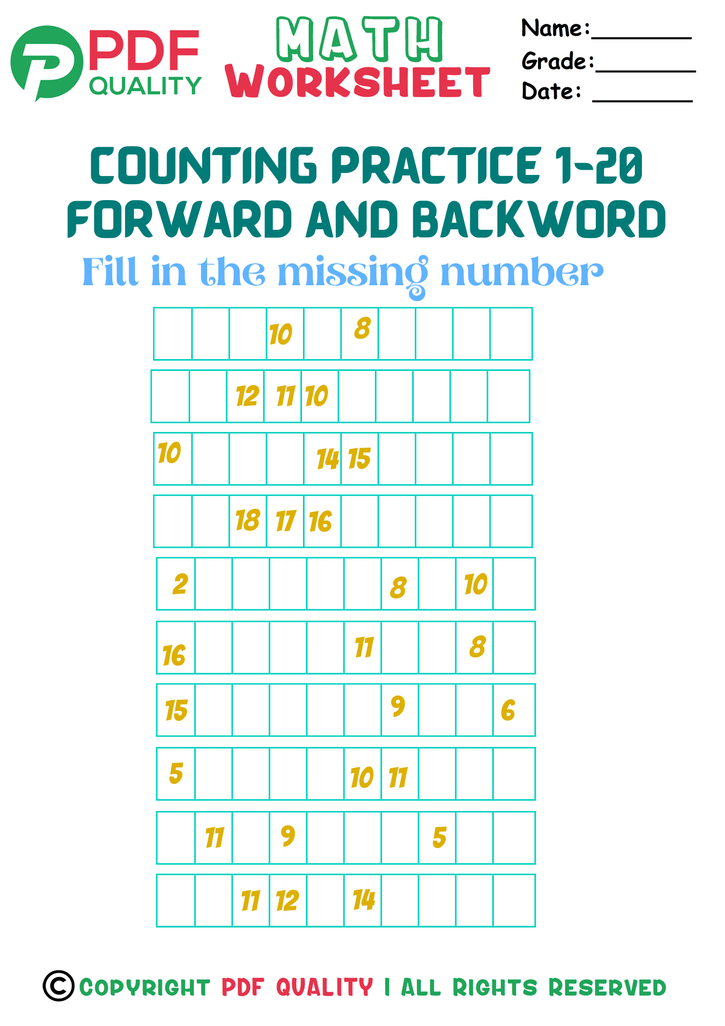 forward and backward counting (b) – Sania Library